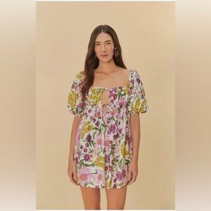 Farm Rio Vestido Curto Banana Floral GG